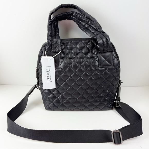 Ecostitch Woven Puff Square Crossbody Quilted Handbag Black PETA Approved NWT - Picture 1 of 13